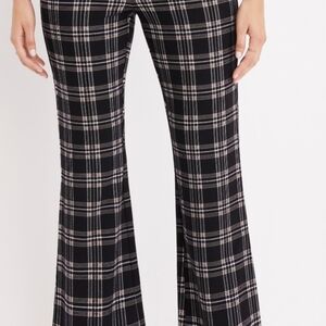 Maurices Black and White Crossover Plaid Flare Dress Pants